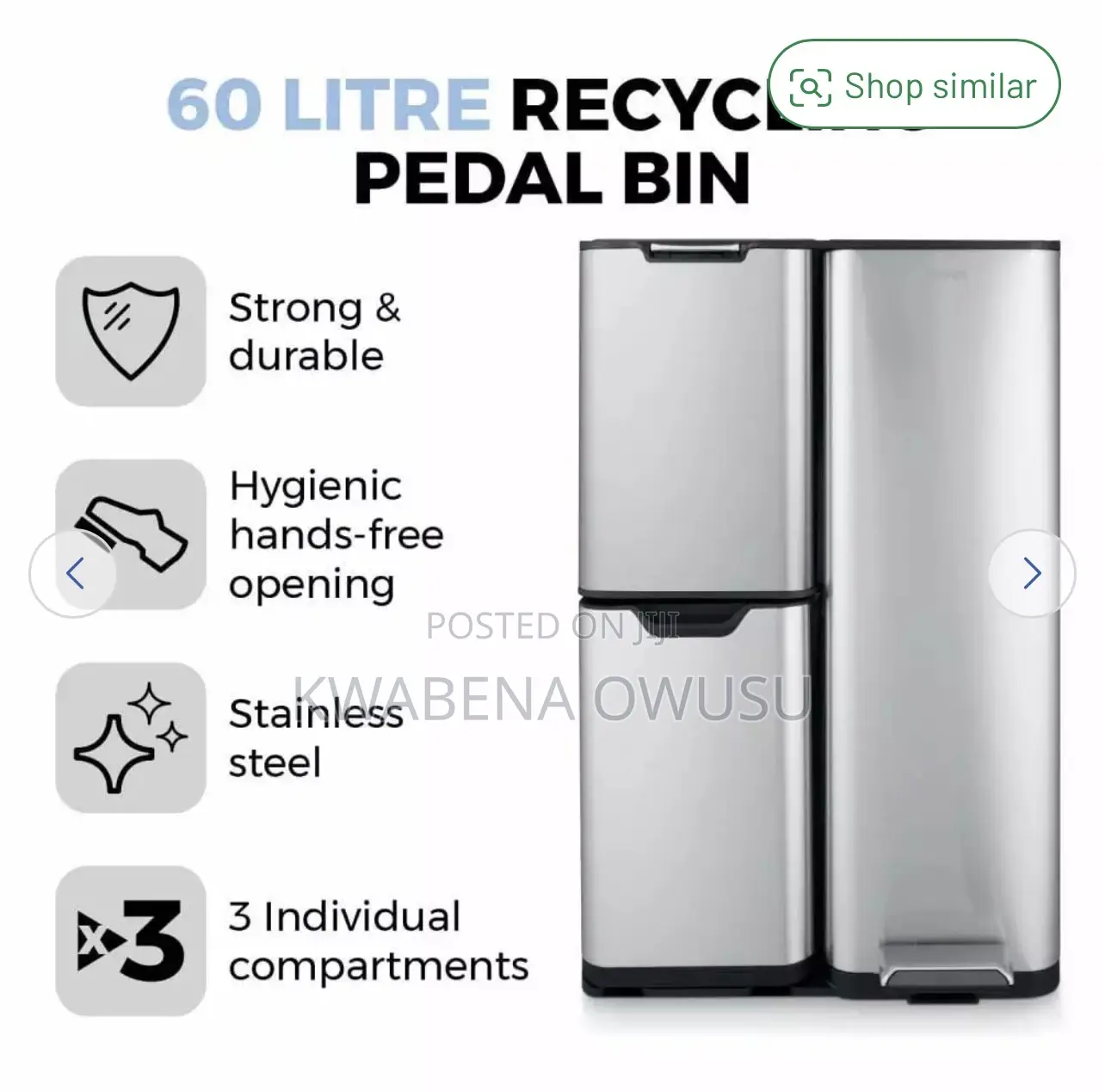 Tower 60litre Recycling Pedal Bin