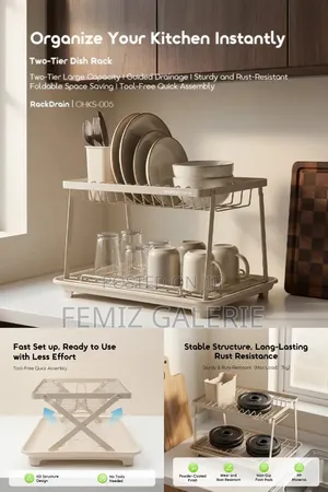 Oraimo Rackdrain Foldable Two-Tier Dish Rack With Guided Drainage