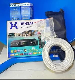 HENSAT SATELLITE TV KIT - Decoder + Dish + 2 LNB + Cable | Free to Air