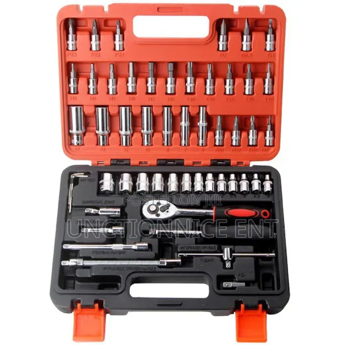 53Pcs 1/4" Drive Ratchet Socket Wrench Set Screwdriver Repairing Kit