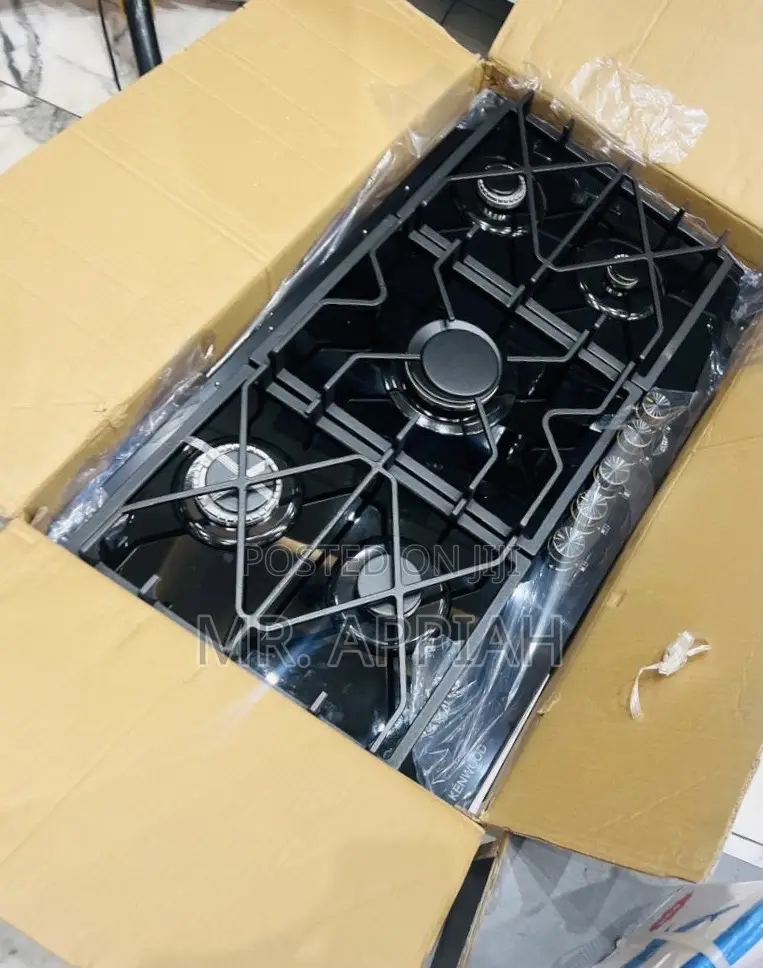 Get Sleek Kenwood 90cm 5 Gas Hob(Tempered Glass) 