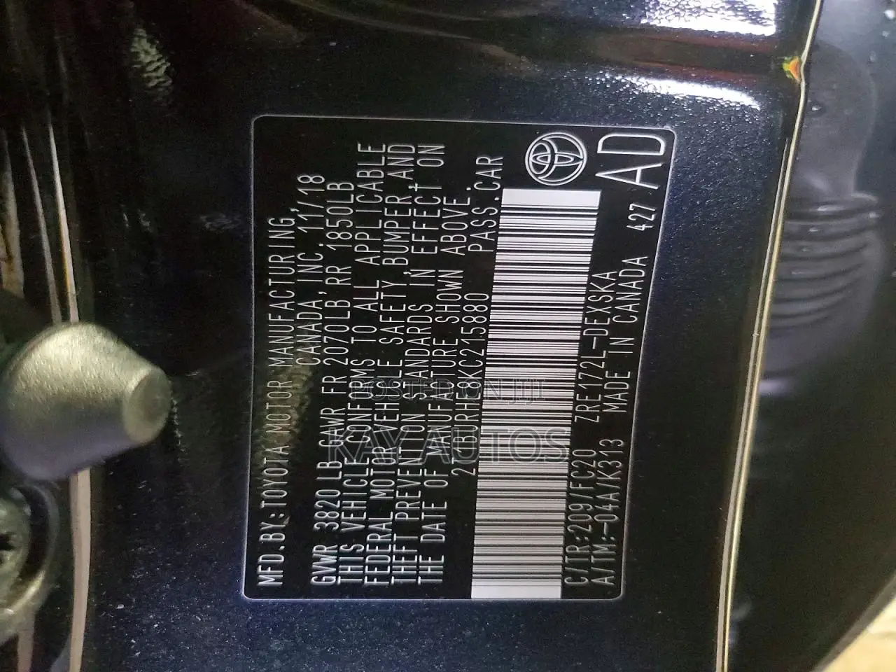 Toyota Corolla SE (1.8L 4cyl 2A) 2019 Black