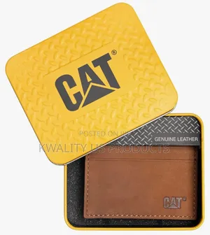 CAT Bi-Fold Men's Genuine Leather Wallet - Black and Brown