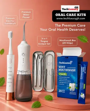 4-in-1 Water Flosser, Electric Brush, Tongue Scraper Mouthwash Combo