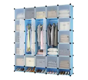 Blue 20 Cubes Plastic Wardrobe