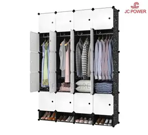 16 Cubes Plastic Wardrobe White