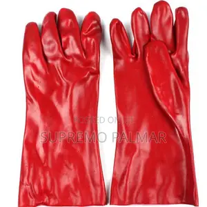 Red PVC Industrial Gloves – Heavy Duty With 100% Cotton Liner