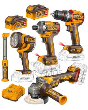 5 PCs Cordless Combo Tools Kit With 47PCs Accessories Set -COSLI250692