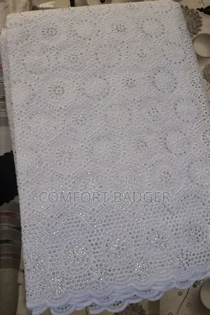 Pure White Voile Lace With Rhinestone Embellishments