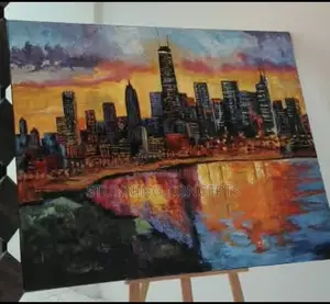 Acrylic Art Canvas Mega City Painting 50 by 40inch