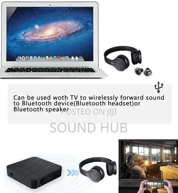 2 in 1 TV Computer Bluetooth Transmitter Receiver - Black