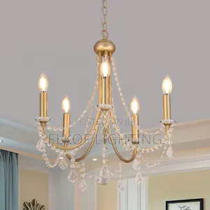 Curved Arm Chandelier Crystal Gold
