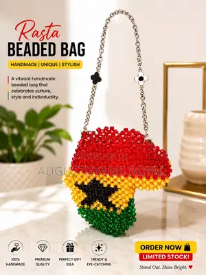 Handmade Ghana Map Beaded Bag