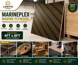 MarinePlex Marine Plywood 4ft×8ft| Waterproof Formwork Furniture Board