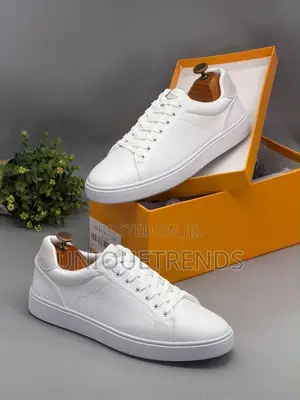 High Quality POLO Lace-Up Leather Sneakers (All White)