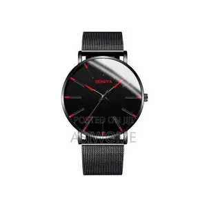Men's Black 5-in-1 Stainless Steel Watch Bracelet Set-
