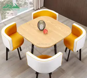 Compact 4-Seater Dining Set With Marble-Look Table and Nesting Chairs