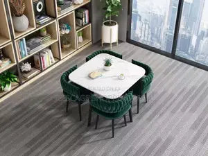 New Different Modern Faux Marble Dining Table Set With 4 Velvet Chairs