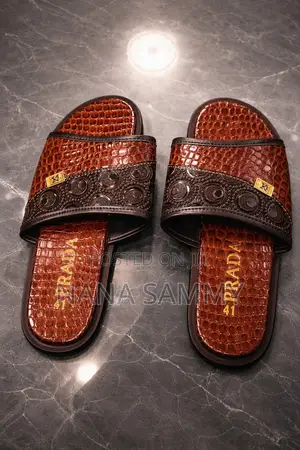 Luxury Men's Brown Designer Slide Sandals – Size 41 (Brand New)