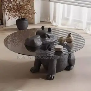 Hippo Coffee Table, Round Tempered Glass Coffee Table