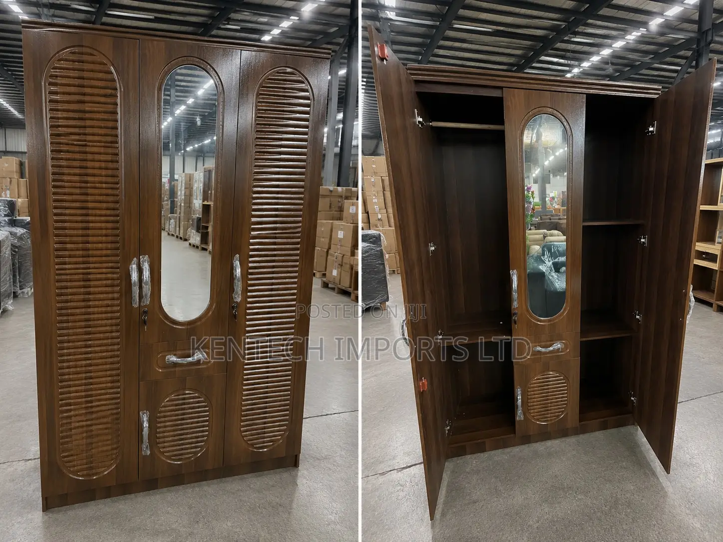 All-in-One Modern Wardrobe: Hanging Space, Mirror Drawer/ 3 Door