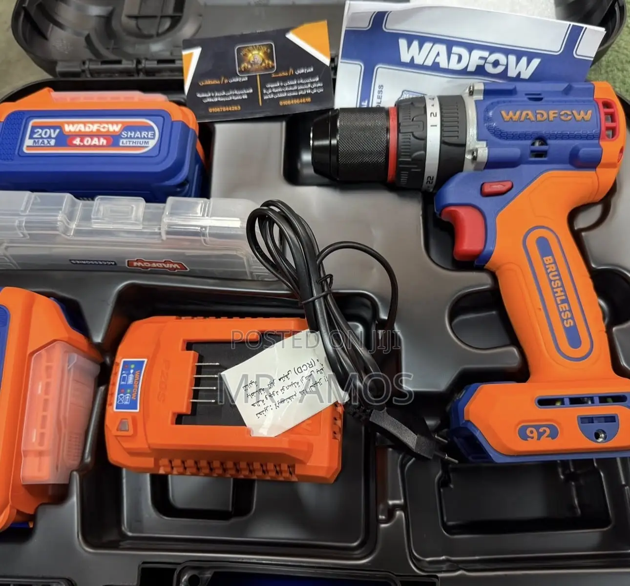 92NM Brushless Cordless Impact Drill With 8 PCS Bits Set - Wcdp9281