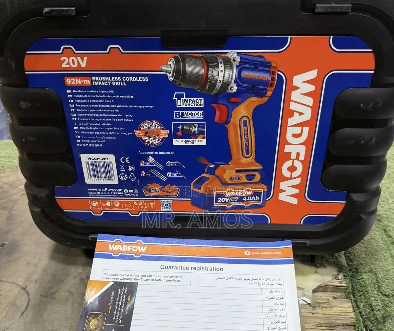 92NM Brushless Cordless Impact Drill With 8 PCS Bits Set - Wcdp9281