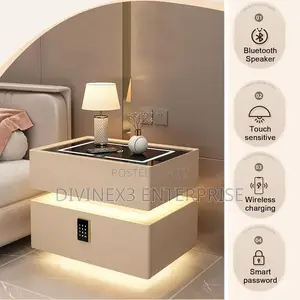 Modern Bedside Table With Wireless Charging, Light and Bluetooth S