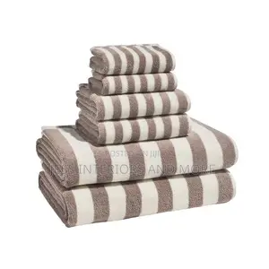 Towel 6 Pieces Set(Beautiful by Drew Barrymore 100% Cotton, Taupe)