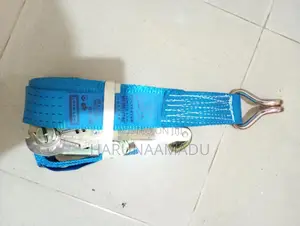 Blue Heavy-Duty Ratchet Tie-Down Strap With Double J-Hooks