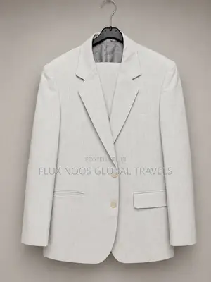 Men's Light Cream 2-Piece Suit – Size 44 (XL) – Waist 35
