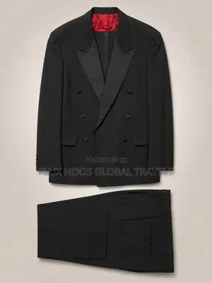 Men's Black Double-Breasted Suit – UK 40 / EU 50