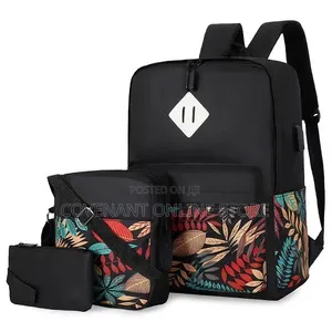 3 In1 Multi Functional School Backpack With USB Slot