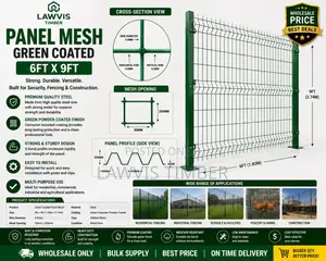 Green Coated Panel Mesh 6ft × 9ft | Heavy Duty Security Fence Panel
