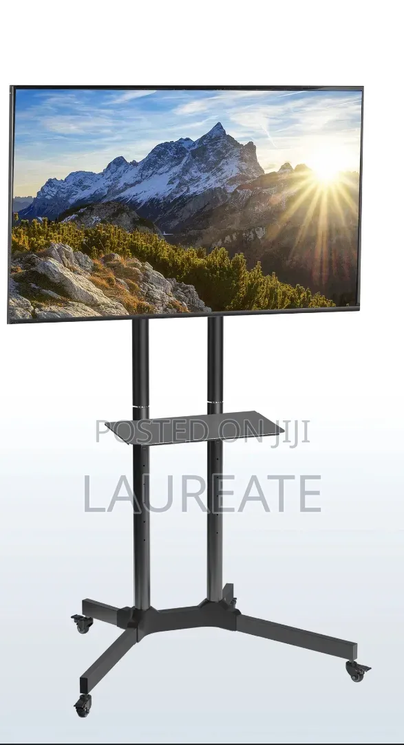 Mobile Adjustable TV Stand With Central Shelf for 65-70 Inch TV