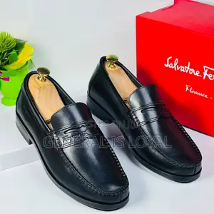 Salvatore Ferragamo Black Leather Men’s Classic Loafers Shoe