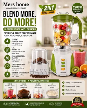 2in1 Blender Green 1.5Litres