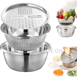 Multipurpose Stainless Strainer Bowl With Grater