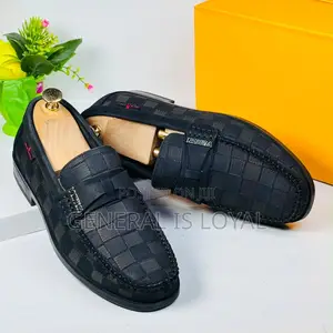 Louis Vuitton Black Leather Bricks Men’s Loafers