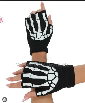 Skeleton Half Finger Gloves – Unisex Winter Fashion Gloves