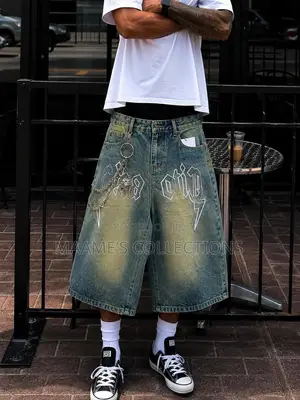 Men’s 3 Quarter Baggy Denim Jorts / Shorts – Vintage Streetwear Jeans