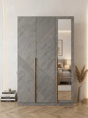 Modern Grey 3-Door Wardrobe