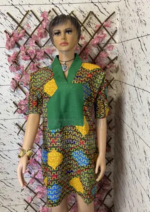 Beautiful Green Multicolored Ankara African Print Design Bubu Dress