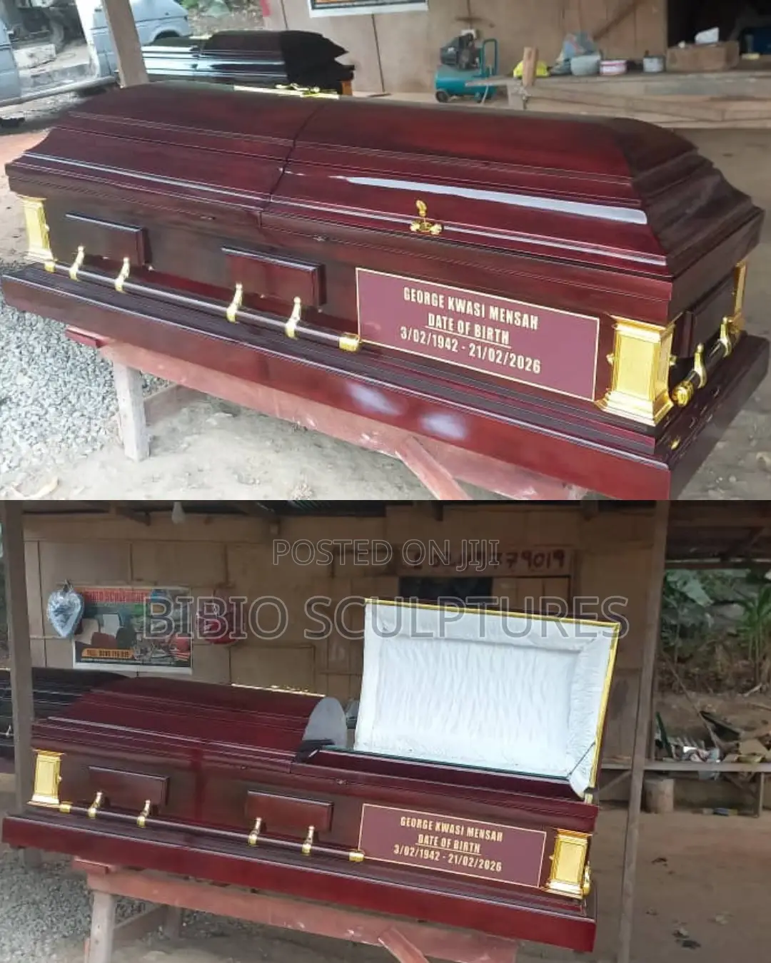 Premium Wooden Casket With Gold Accents