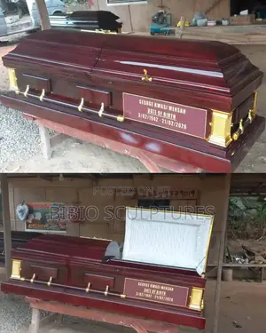 Premium Wooden Casket With Gold Accents