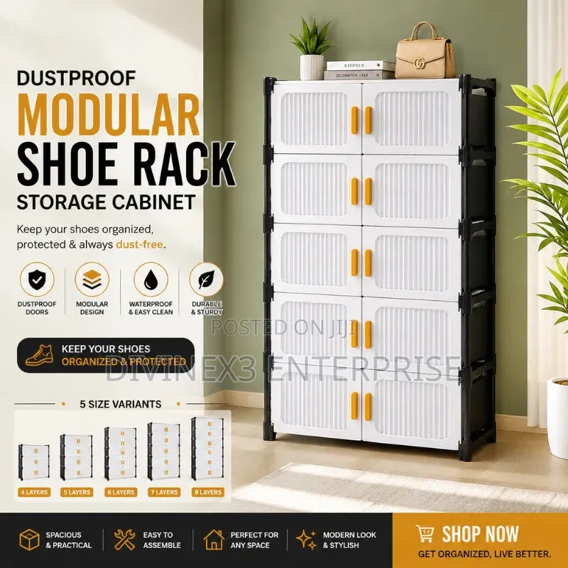 5-Tier Dustproof Modular Shoe Rack Storage Cabinet