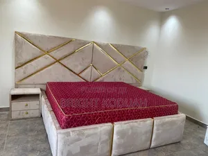 Large Head Fabric King Size Bed Frame With Side Drawers