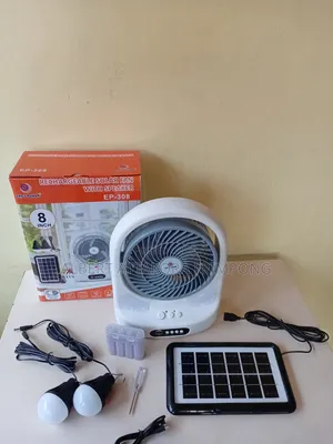 Rechargeable Solar Fan With Lights and Bluetooth Speaker
