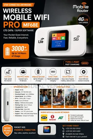 Yaticrab Universal 4G LTE Pocket WiFi | 3000mAh Battery Color Screen