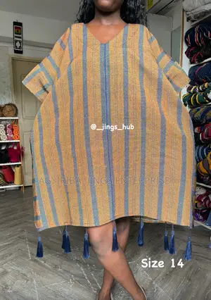 Brown and Blue Smock Dress